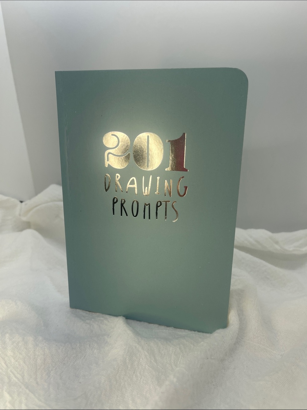 201 Drawing Prompts Journal NEW soft blue cover metallic silver print Sketch Pad